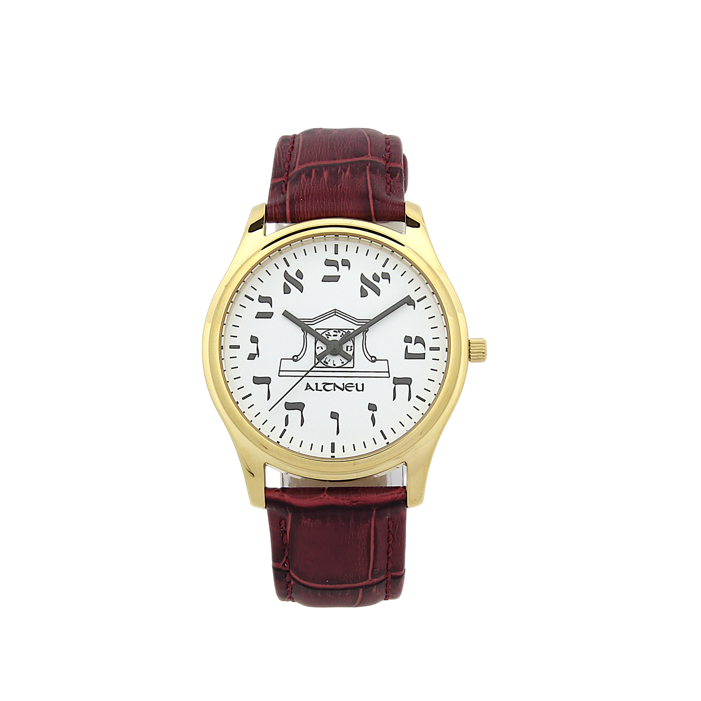 Mens Altneu Hebrew Backwards Watch - Burgundy