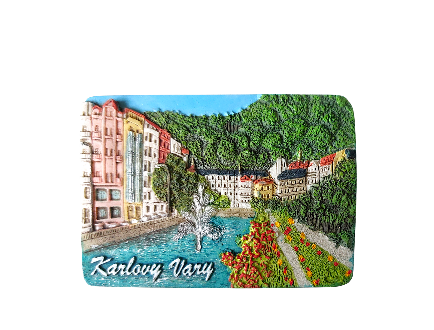 Keramický magnet - Karlovy Vary - říčka Teplá
