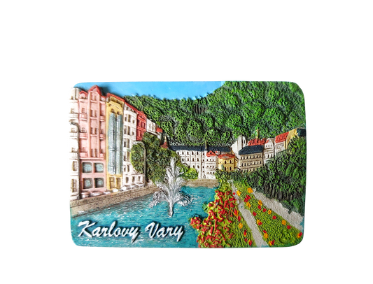 Keramický magnet - Karlovy Vary - říčka Teplá