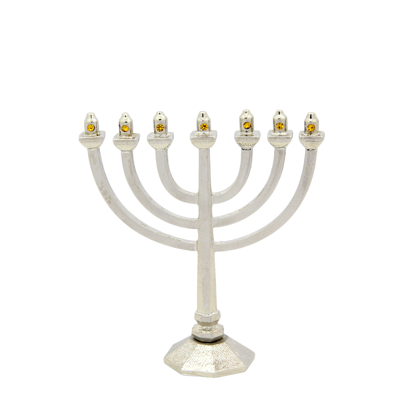 Crystal Mini-Menorah - Silver plated - Topaz