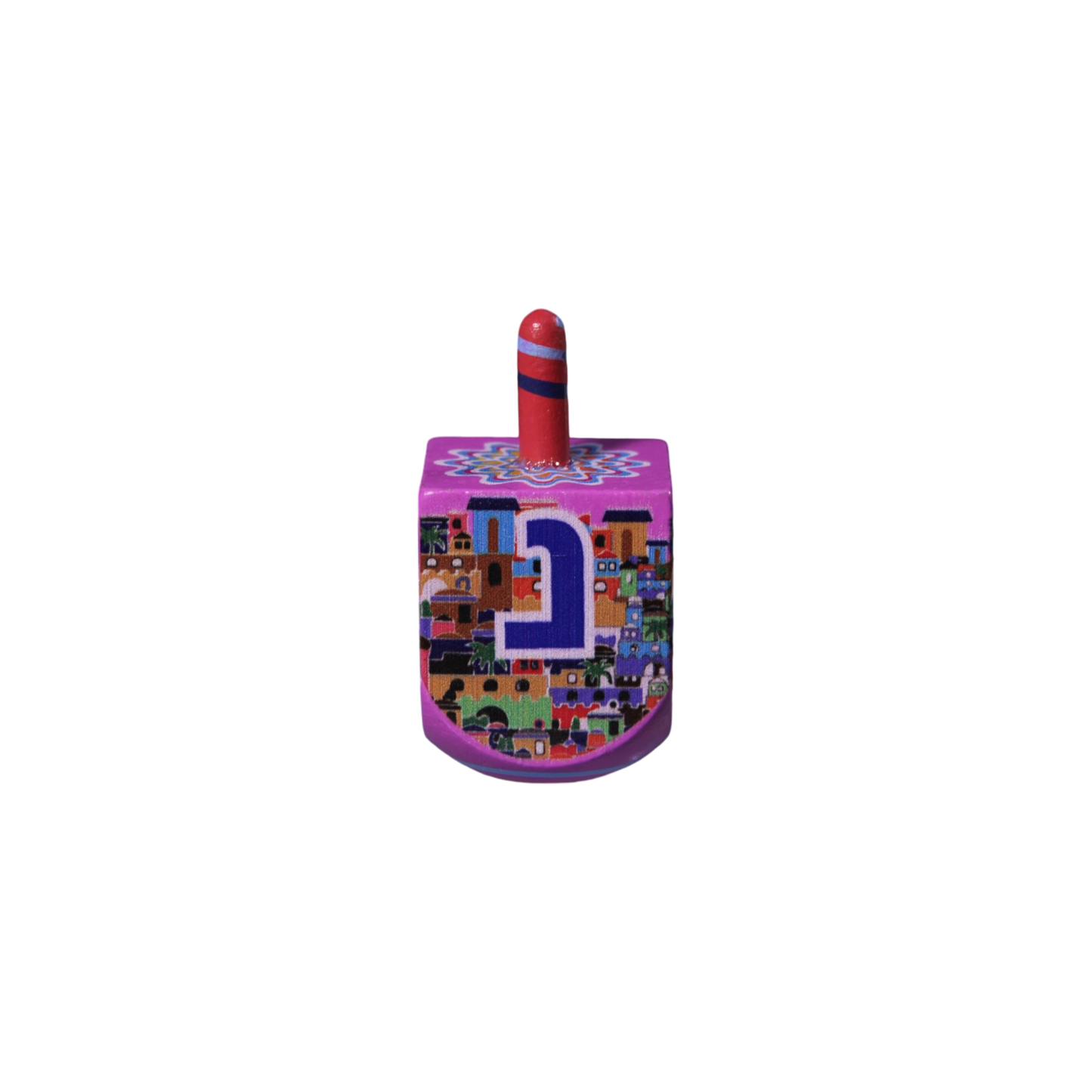 Wooden Dreidel - Jerusalem - Purple