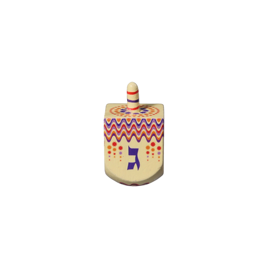 Wooden Dreidel - Funny Motifs - Beige