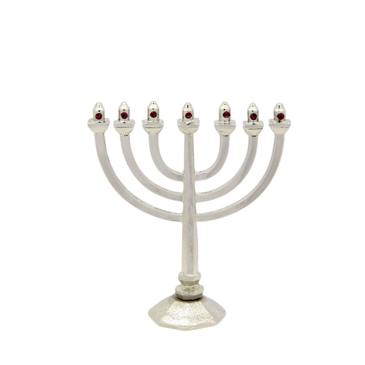 Crystal Mini-Menorah - Silver plated - Amethyst