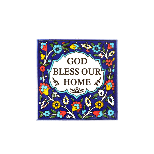 Armenian ceramic hanging Tiles - God Bless Our Home / large