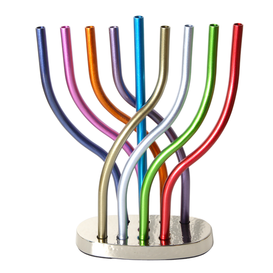 Chanukový svícen Emanuel - barevné plameny - velká
