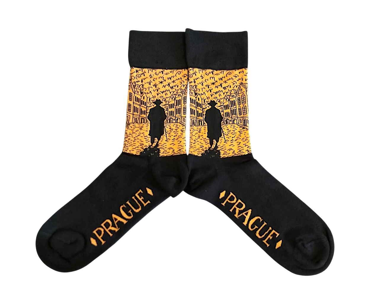 Franz Kafka Walking - Black/Orange Socks