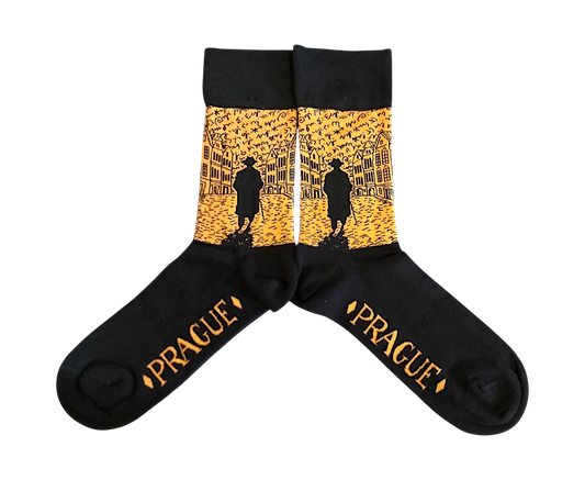 Franz Kafka Walking - Black/Orange Socks