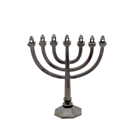 Crystal Mini-Menorah - Anthracite - Crystal