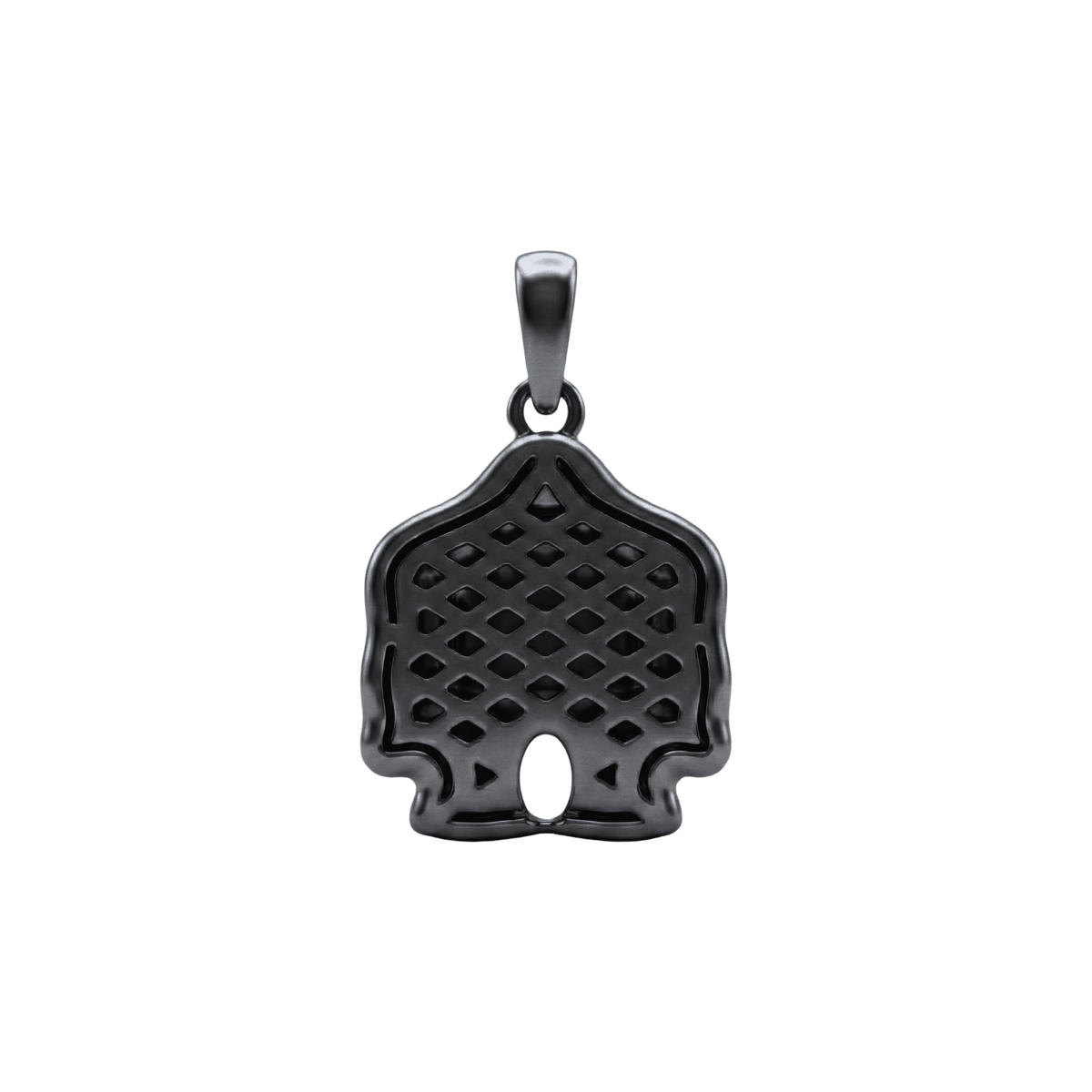 Black rhodium Golem pendant, lattice back