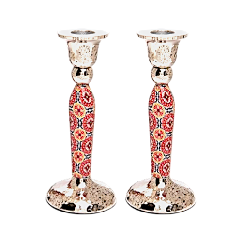 Tall candlesticks -  Maroon Oriental