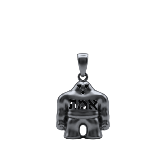 Black rhodium Golem pendant, front