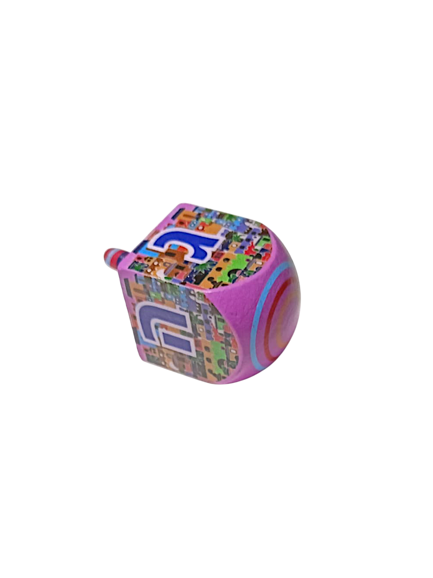 Wooden Dreidel - Jerusalem - Purple