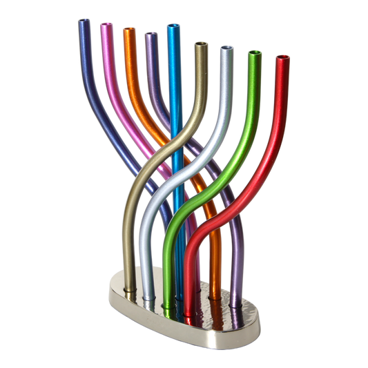 Chanukový svícen Emanuel - barevné plameny - velká