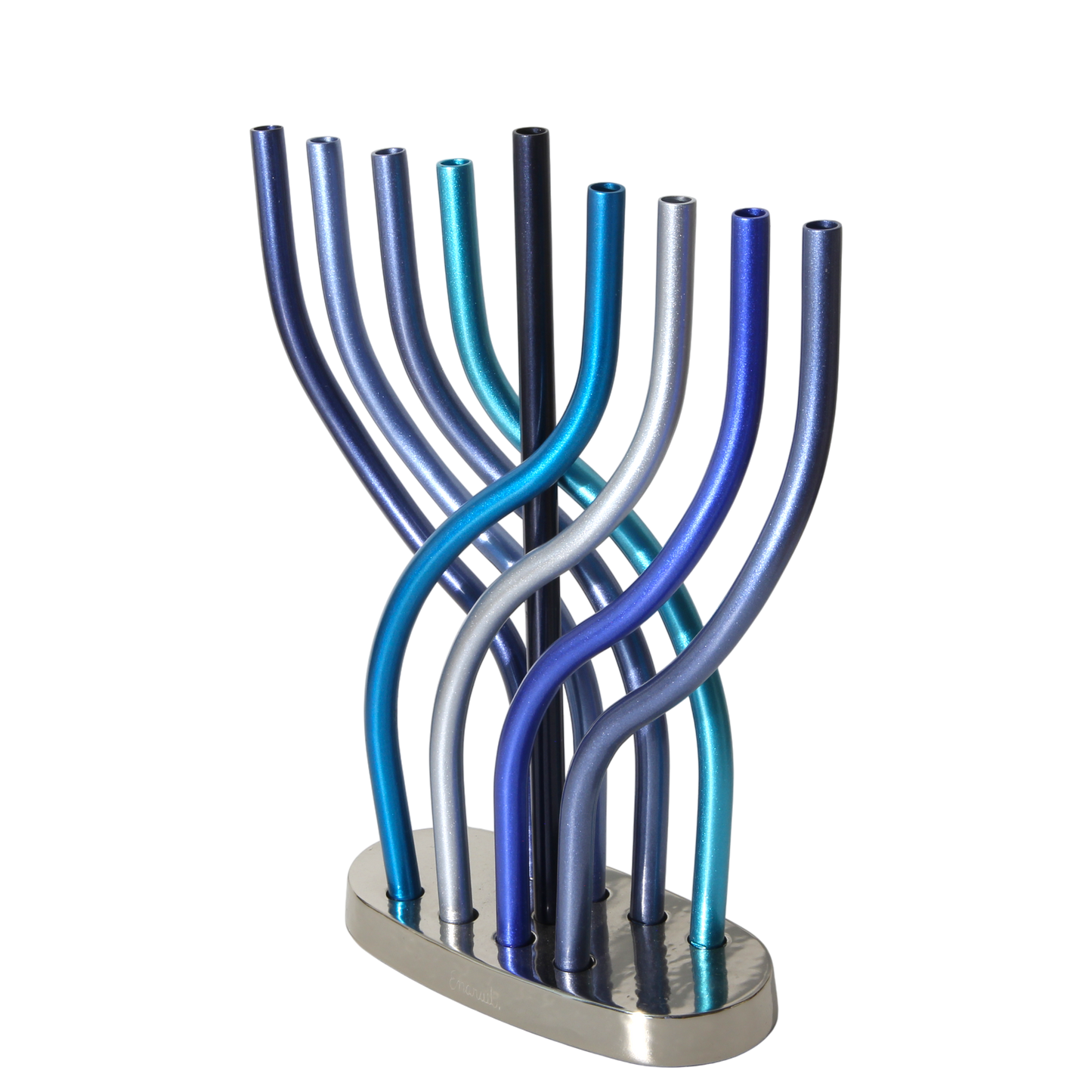Chanukový svícen Emanuel - modré plameny - velká
