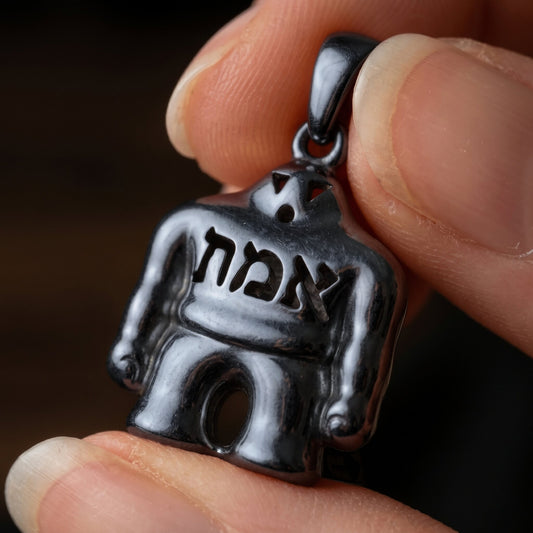Black Rhodium Pendant Golem - Lattice Back