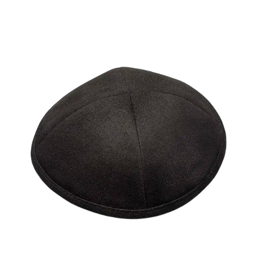 Plain Smooth Suede Kippah - Black