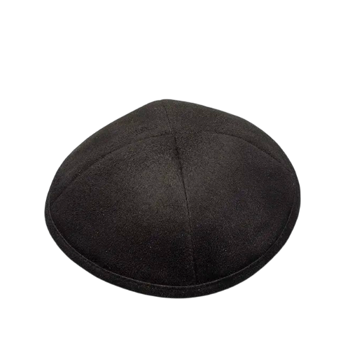 Plain Smooth Suede Kippah - Black