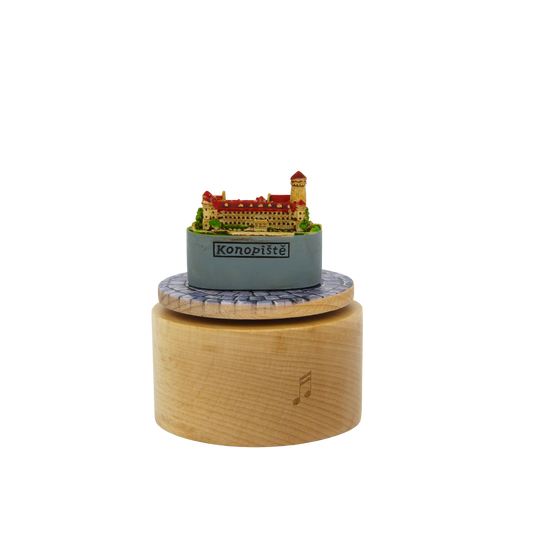 Otočná hrací skříňka - miniatura zámku Konopiště