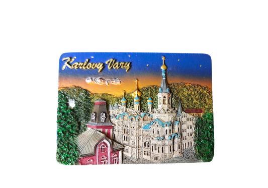 Keramický magnet - Karlovy Vary -  Pravoslavný kostel sv. Petra a Pavla 