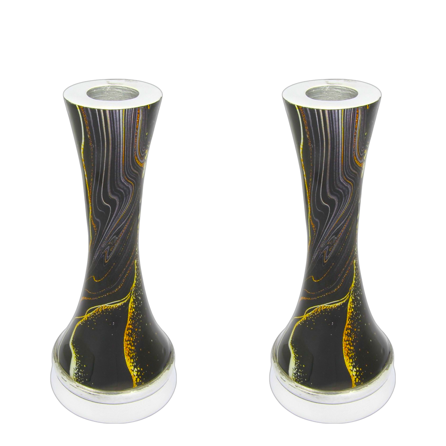 Shabbat Aluminium Candlesticks - Marble Design