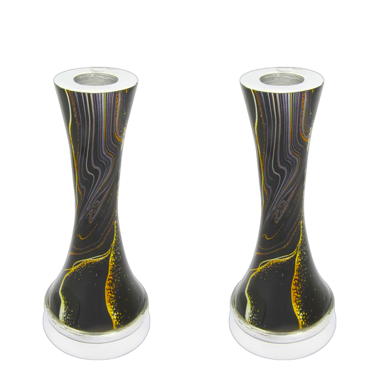 Shabbat Aluminium Candlesticks - Marble Design