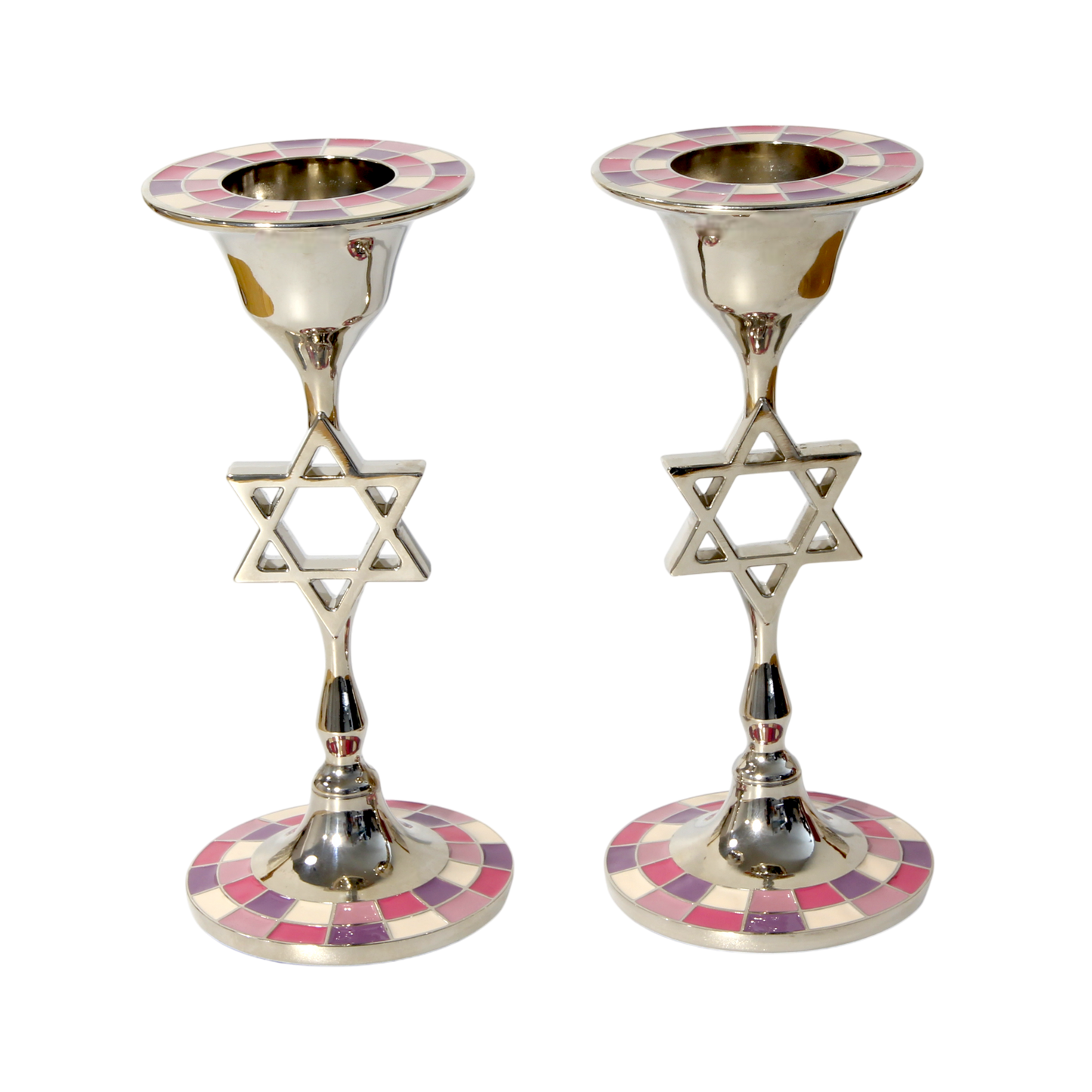 Modern Metal Candlesticks with Star of David