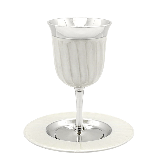 Kiddush Cup - White Enamel