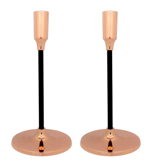 Shabbat candlesticks - Shiny Copper-Black Finish