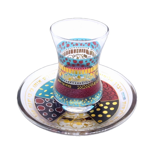 Kiddush cup glass abstract decoration - Multicolour Low