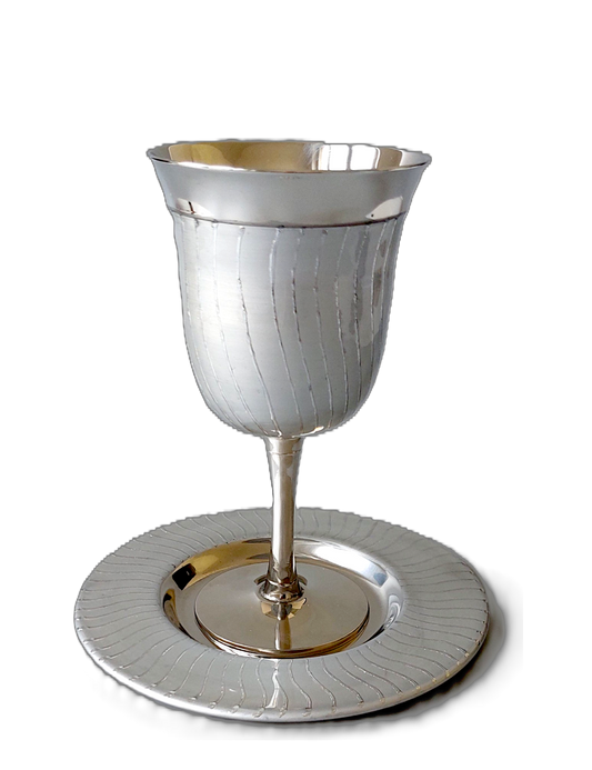 Kiddush Cup - Silver Metal Waves