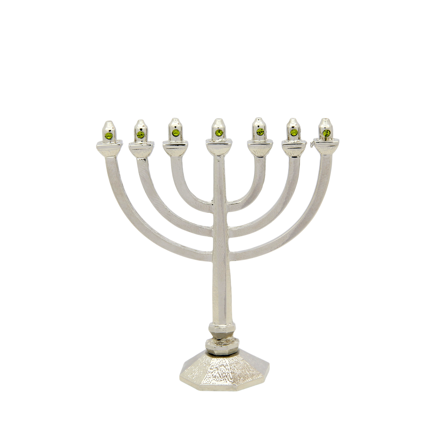 Crystal Mini-Menorah - Silver plated - Olivine