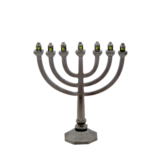 Crystal Mini-Menorah - Anthracite - Olivine