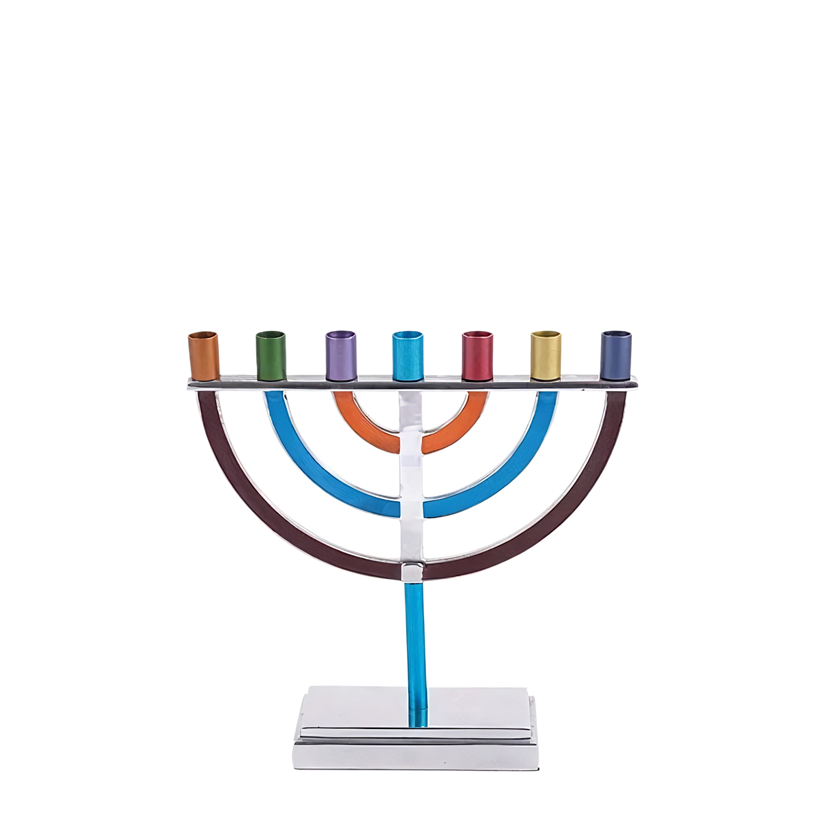 Small Classic Menorah - 7 Branches - Colourful