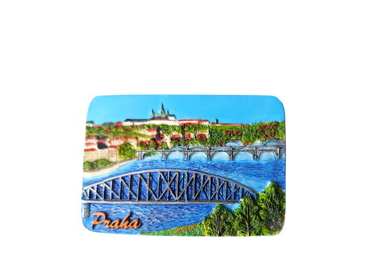 Ceramic magnet with Vyšehrad and bridge design – Prague Judaica. - Default Title - Prague Judaica