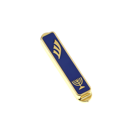 Nickel Car Mezuzah - Menorah
