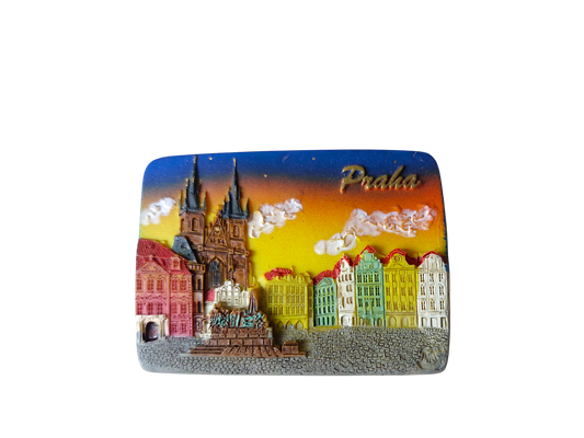 Ceramic magnet with Old Town Square motif, colorful buildings – Prague Judaica. - Default Title - Prague Judaica