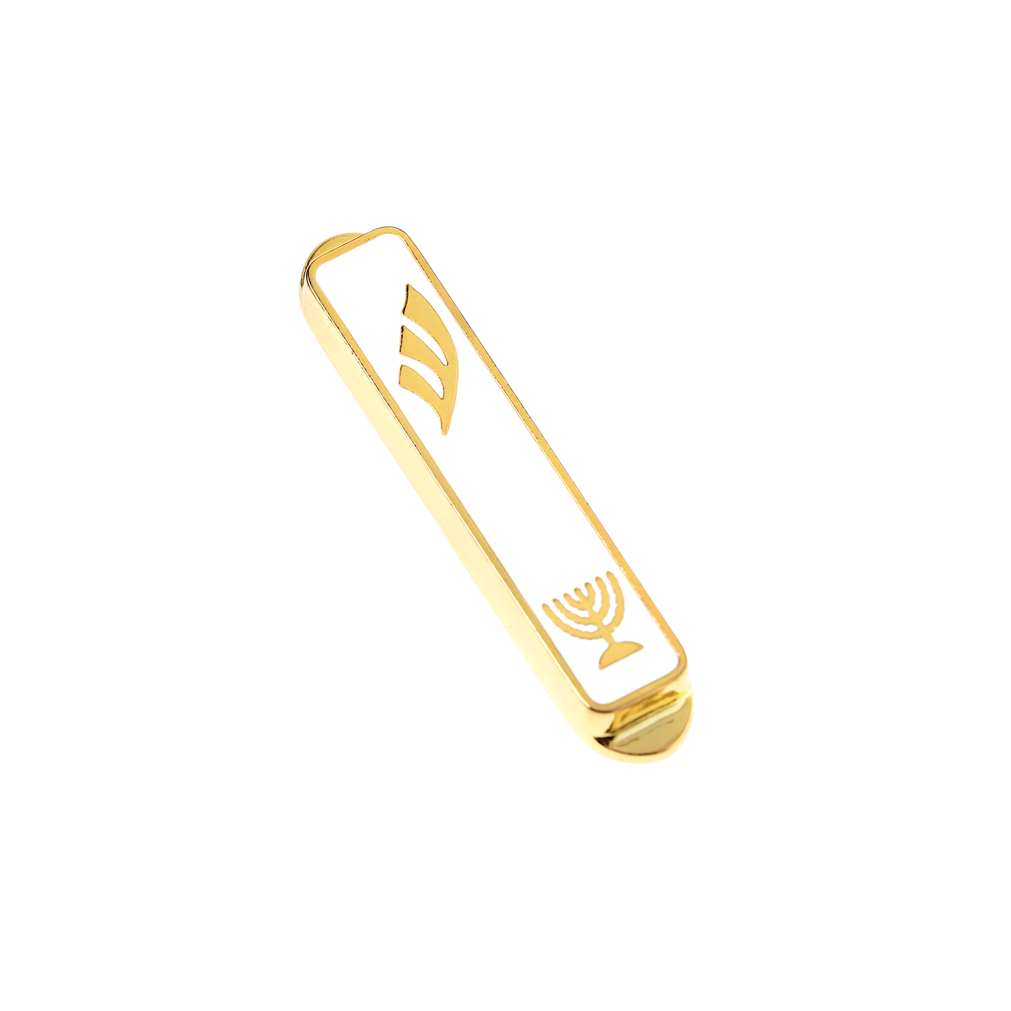 Nickel Car Mezuzah - Menorah