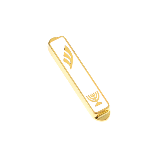 Nickel Car Mezuzah - Menorah