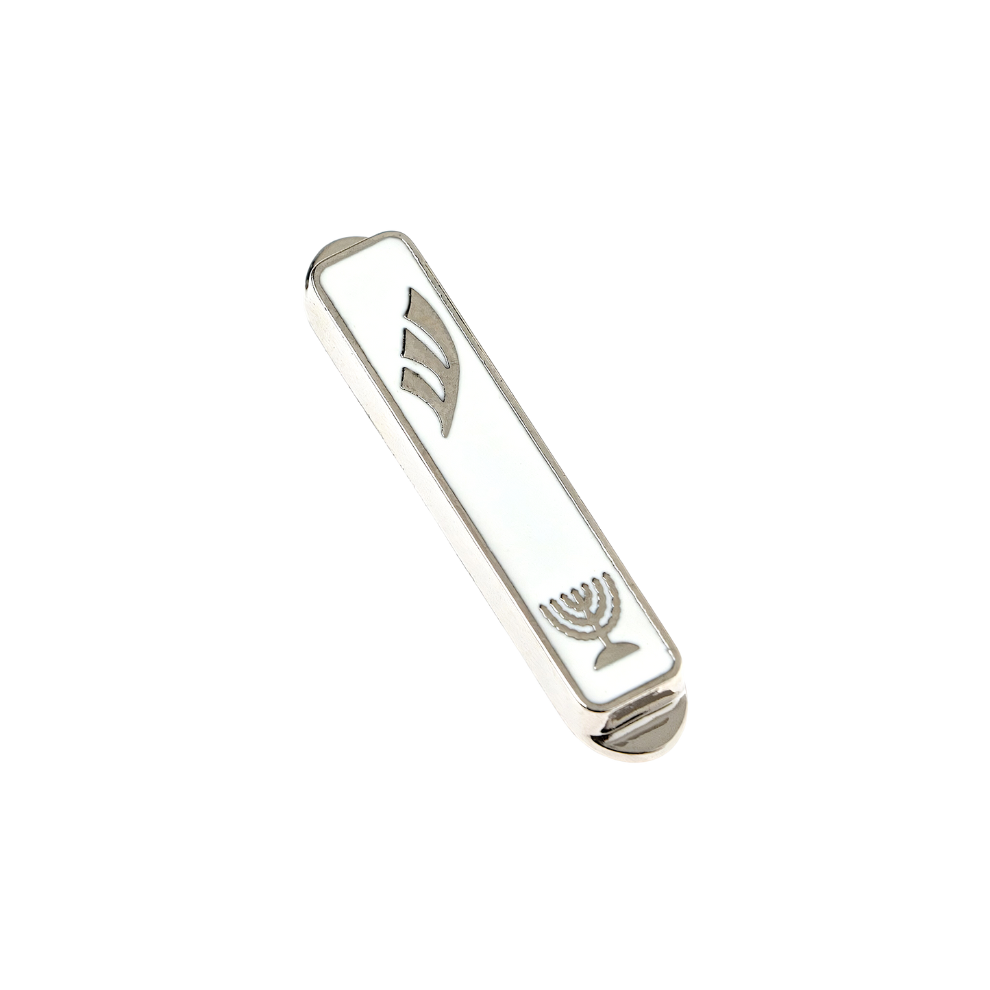 Nickel Car Mezuzah - Menorah