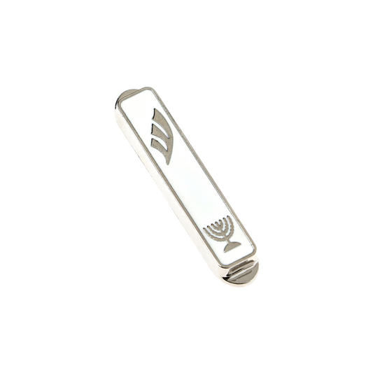 Nickel Car Mezuzah - Menorah
