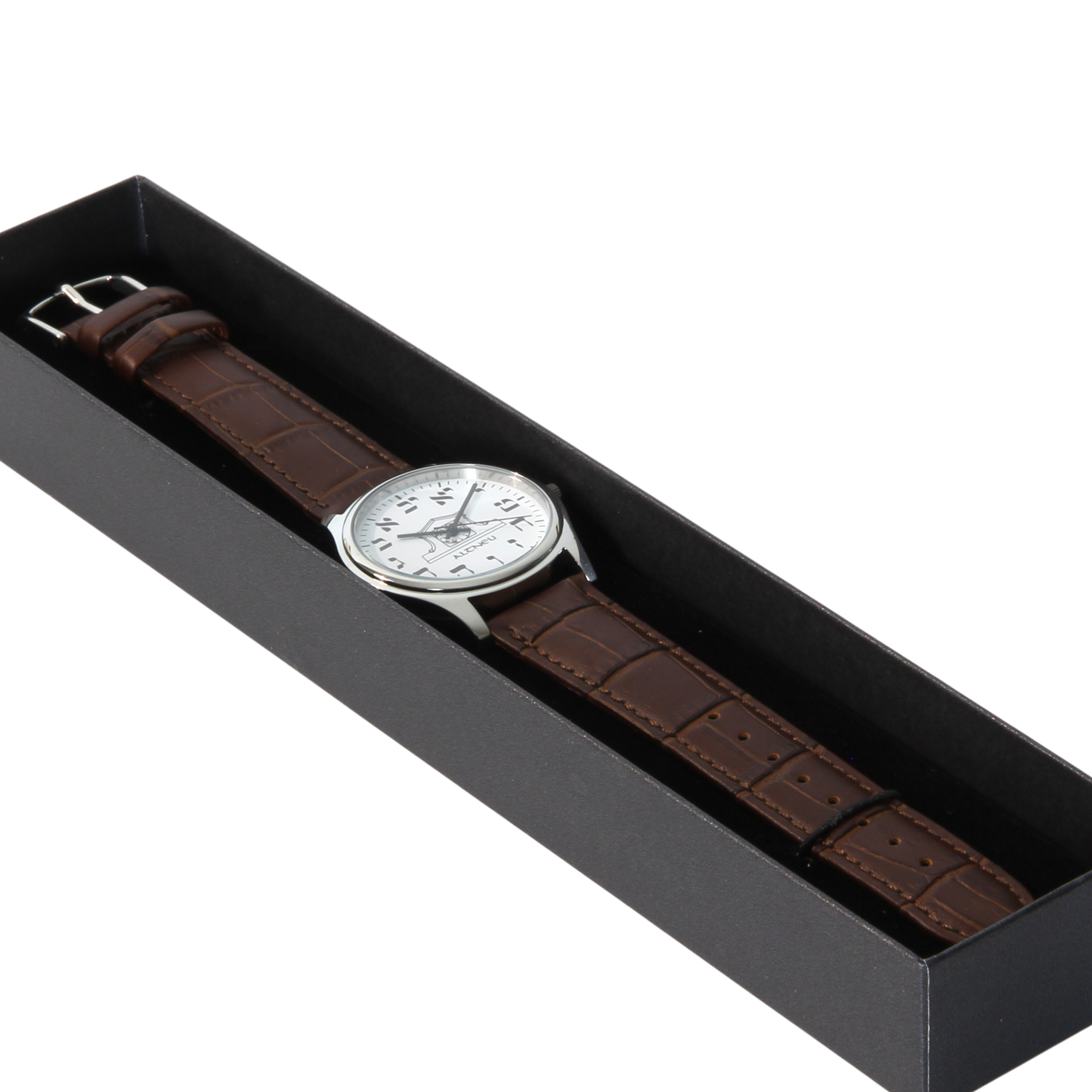 Mens Altneu Hebrew Backwards Watch - Dark Brown