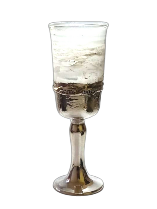 Kiddush Cup - Sherman Sterling Silver with Murano Glass - White
