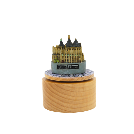 Otočná hrací skříňka - miniatura chrámu sv. Barbory v Kutné Hoře