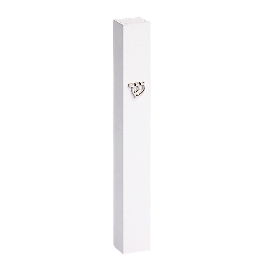 Aluminium Mezuzah - White with Silver Shin