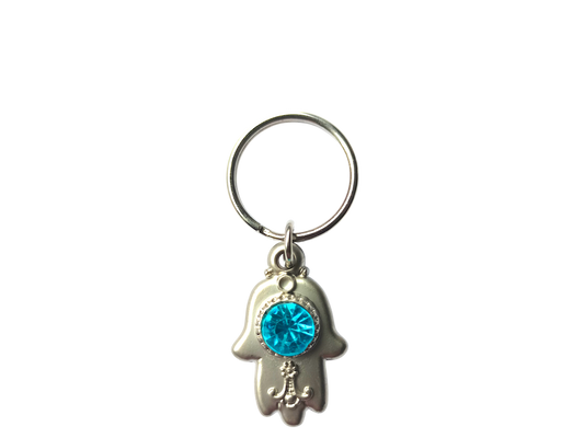 Small Hamsa Keychain - Light Blue Stone