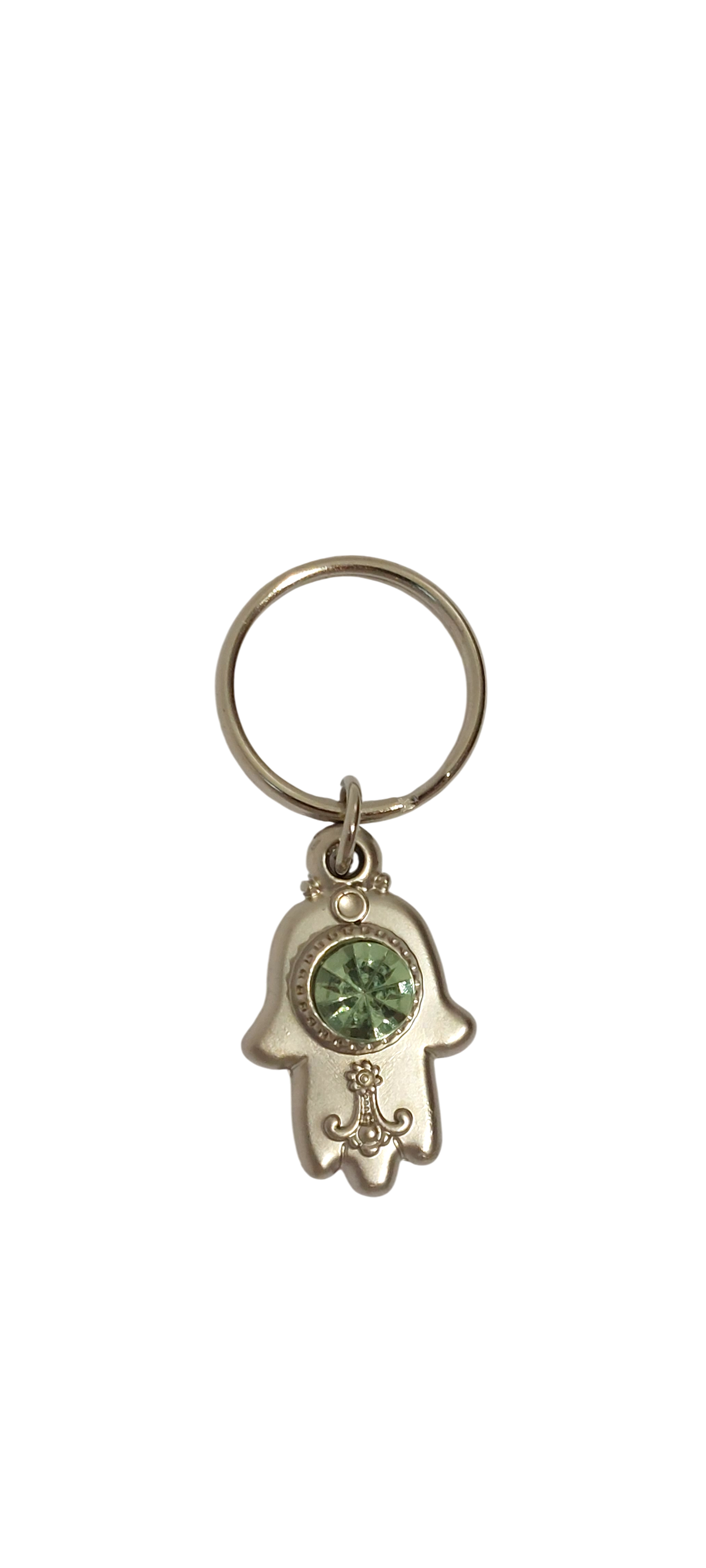 Small Hamsa Keychain - Light Green Stone
