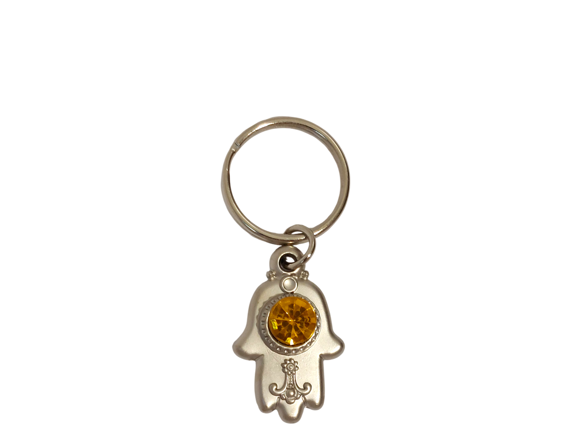 Small Hamsa Keychain - Yellow Stone – Prague Judaica