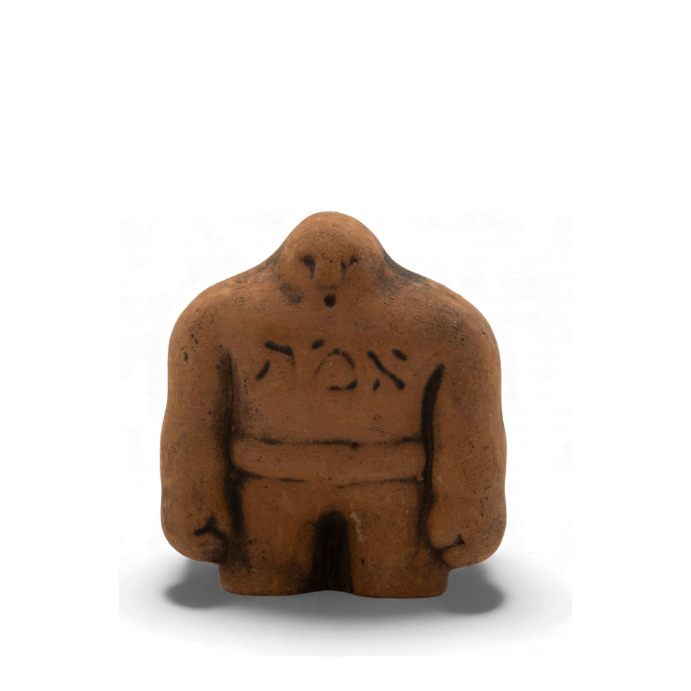 Brown golem figurine with Hebrew script on chest – Prague Judaica. - Brown - Prague Judaica