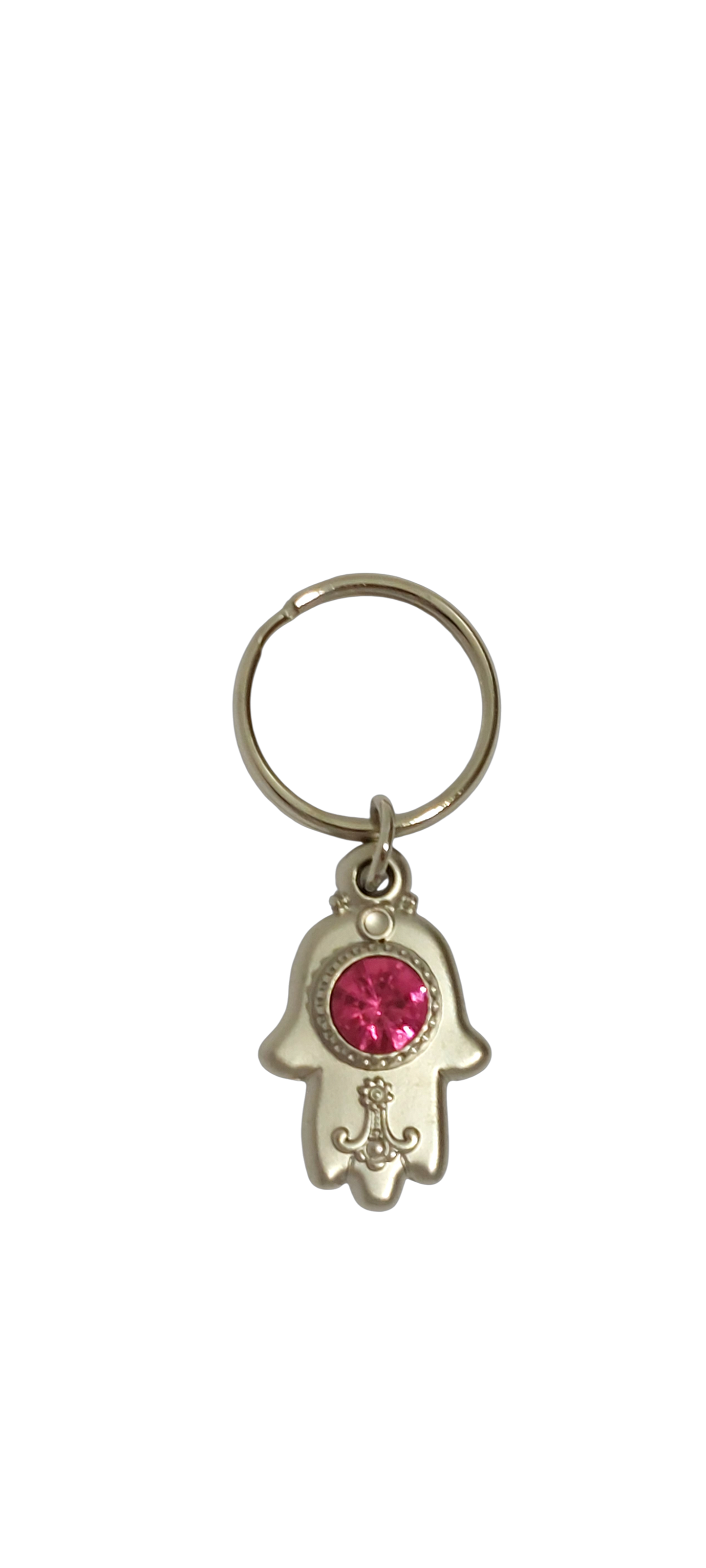 Small Hamsa Keychain - Pink Stone