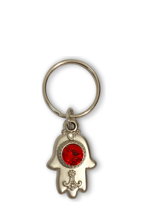Small Hamsa Keychain - Red Stone